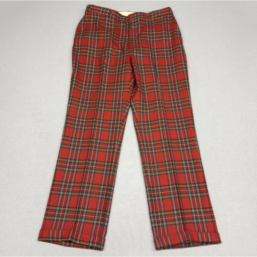 Vtg Orvis Pants Mens 38x32 Tartan Plaid Wool Cuffed Trousers Made in USA Punk